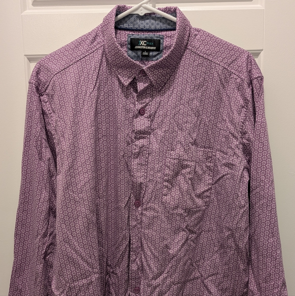Johnston & Murphy Men's Purple Geometric Shirt